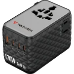 Verbatim Φορτιστής Χωρίς Καλώδιο GaN με Θύρα USB-A και 3 Θύρες USB-C 170W Power Delivery Μαύρος (30190)