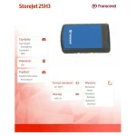 Transcend StoreJet 25H3 USB 3.0 Εξωτερικός HDD 2TB 2.5" Μπλε TS2TSJ25H3B - Image 7