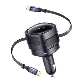 Baseus Enjoyment Max Car Charger Φορτιστής Αυτοκινήτου 60W Γρήγορης Φόρτισης μαζί με Καλώδιο Lightning / Type-C Μαύρο Χρώμα C00035507121-00