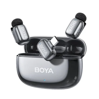 Boya Mini 2 Type-C Σετ Ασύρματο Δυναμικό Μικρόφωνο Πέτου, Clip On Δημοσιογραφικό σε Γκρι Χρώμα Space Gray BOYA mini 2-02- Gray