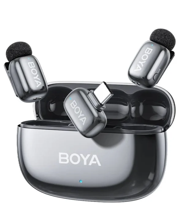 Boya Mini 2 Type-C Σετ Ασύρματο Δυναμικό Μικρόφωνο Πέτου, Clip On Δημοσιογραφικό σε Γκρι Χρώμα Space Gray BOYA mini 2-02- Gray