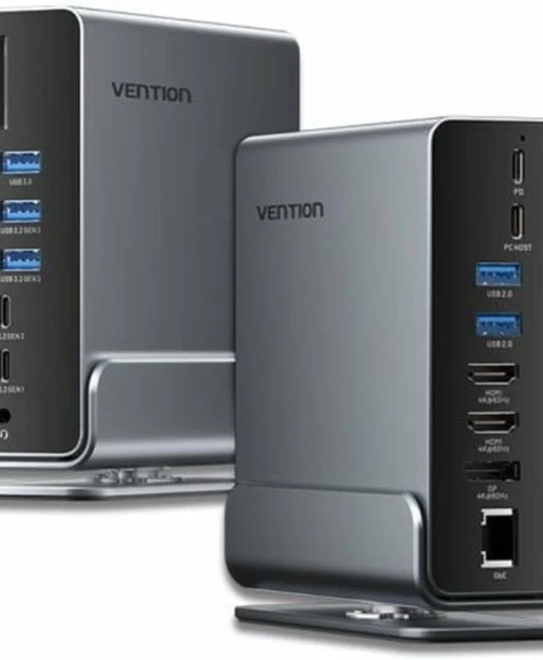 Vention USB-C Docking Station με HDMI/DisplayPort 4K PD Ethernet και σύνδεση 3 Οθονών Γκρι (TPUH0)