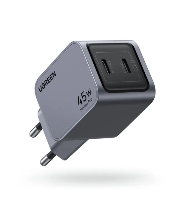Ugreen Φορτιστής Χωρίς Καλώδιο GaN με 2 Θύρες USB-C 45W Power Delivery / Quick Charge 3.0 Γκρι (Nexode Pro) 35008