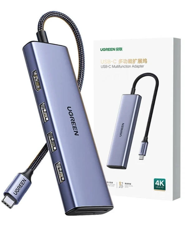 Ugreen Cm511 USB-C Docking Station με HDMI 4K PD Ethernet Γκρι 20956A