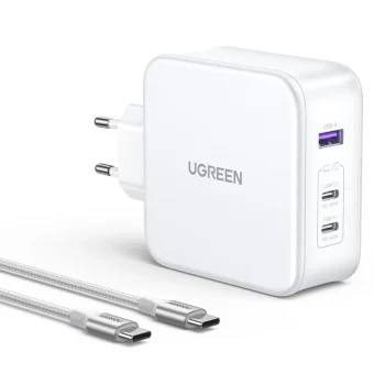 Ugreen Φορτιστής με Θύρα USB-A και 2 Θύρες USB-C και Καλώδιο USB-C 140W Λευκός (Nexode ) 15339
