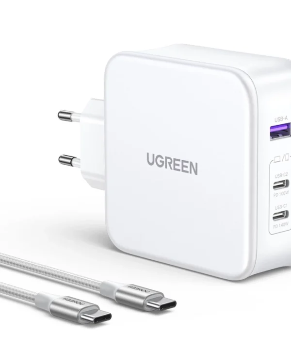 Ugreen Φορτιστής με Θύρα USB-A και 2 Θύρες USB-C και Καλώδιο USB-C 140W Λευκός (Nexode ) 15339