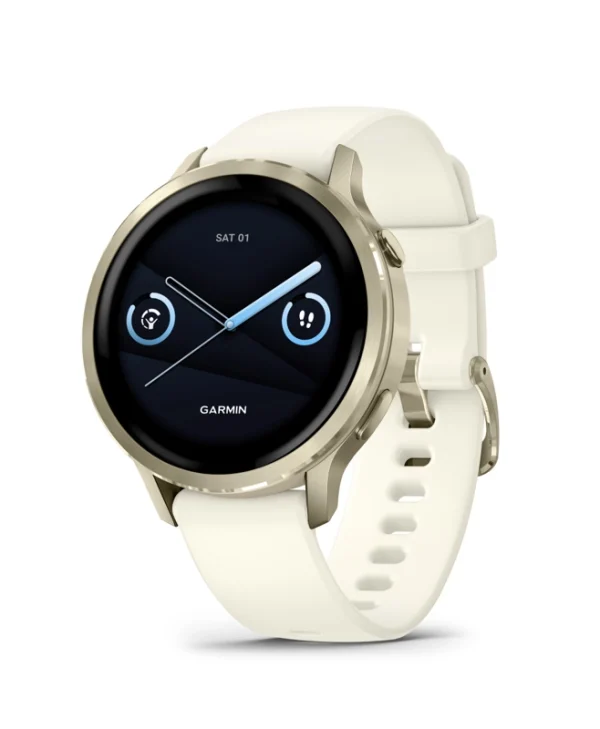 Garmin Venu 4 Stainless Steel 41mm Αδιάβροχο Smartwatch με Παλμογράφο (Lunar Gold with Bone) 010-03013-00