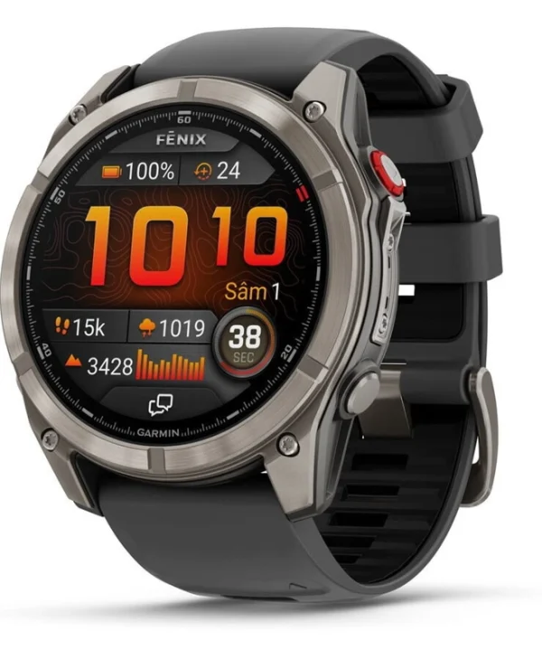 Garmin Fenix 8 Pro Titanium 51mm Αδιάβροχο Smartwatch με eSIM και Παλμογράφο (Graphite/Black Silicone) 010-03199-11