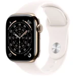 Apple Watch Series 11 Cellular Titanium 46mm Αδιάβροχο με eSIM και Παλμογράφο (Gold Titanium Case with Light Blush Sport Band - S/M) MFD54ZR/A