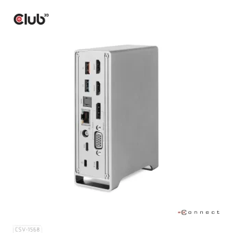 Club3D USB-C Docking Station με DisplayPort 4K PD Ethernet και συνδεση 3 Οθονών Ασημί (CSV-1568)