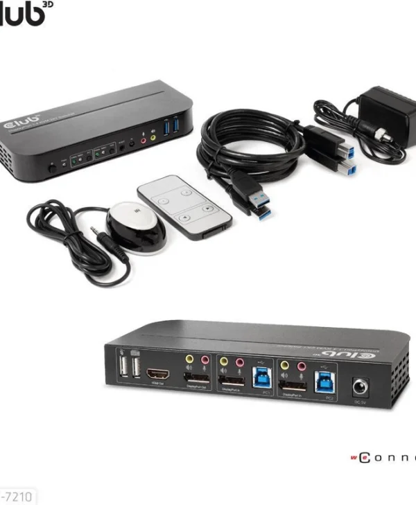 Club3D DisplayPort/HDMI KVM Switch For Dual DisplayPort CSV-7210