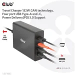 Club3D Βάση Φόρτισης με Θύρα USB-A και 3 Θύρες USB-C 132W Power Delivery σε Μαύρο χρώμα (CAC-1906) - Image 3