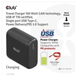 Club3D Φορτιστής Χωρίς Καλώδιο με Θύρα USB-C 100W Power Delivery Μαύρος (CAC-1908EU) - Image 4