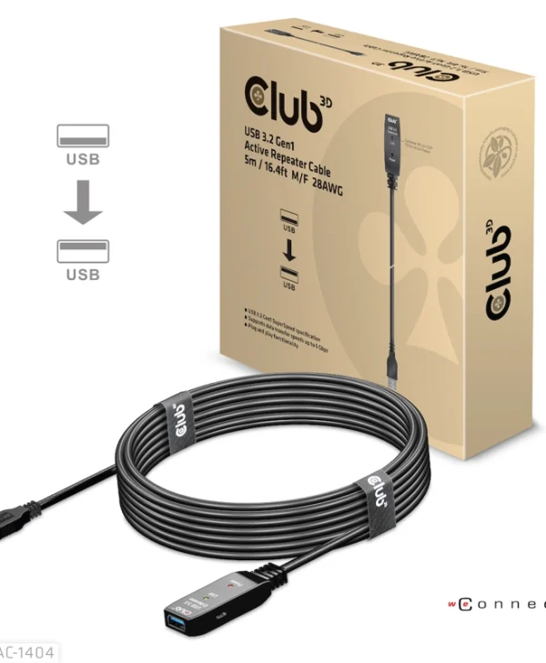 Club3D USB 3.1 Cable USB-A male - USB-A female Μαύρο 5m (CAC-1404)