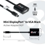 Club3D MiniDisplayPort to VGA Black Active Adapter M/F Μετατροπέας mini DisplayPort male σε VGA female 1τμχ CAC-2113 - Image 3