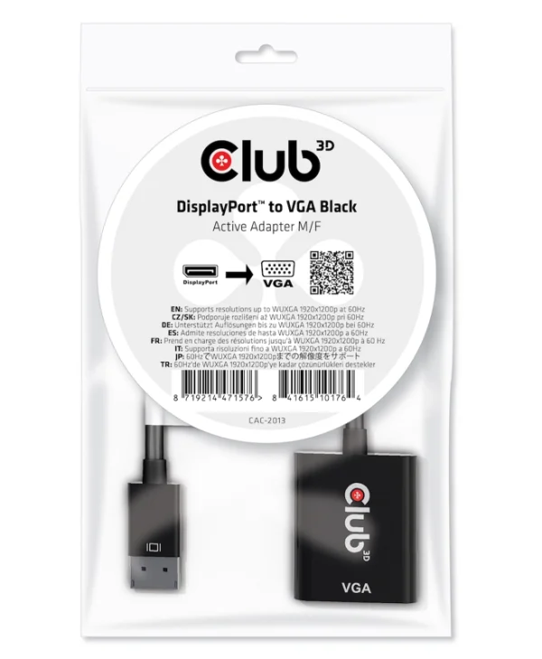 Club3D DisplayPort to VGA Black Active Adapter M/F Μετατροπέας DisplayPort male σε VGA female 1τμχ CAC-2013