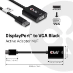 Club3D DisplayPort to VGA Black Active Adapter M/F Μετατροπέας DisplayPort male σε VGA female 1τμχ CAC-2013 - Image 3