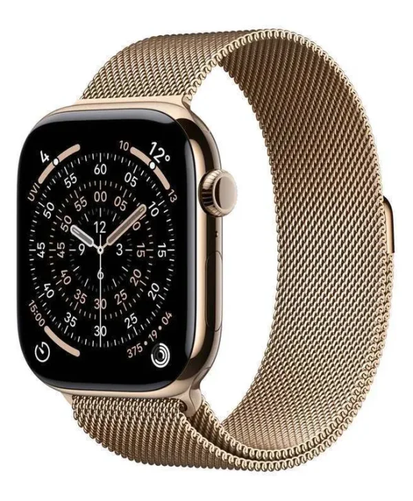 Apple Watch Series 11 Cellular Titanium 46mm Αδιάβροχο με eSIM και Παλμογράφο (Gold Titanium Case with Gold Milanese Loop - M/L) MFD84ZR/A