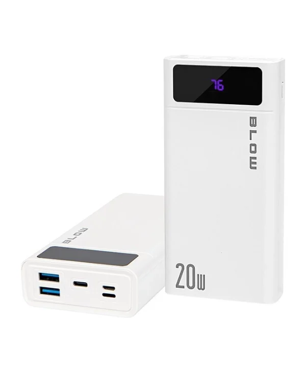 Blow PB20E Power Bank 20000mAh 20W με 2 Θύρες USB-A και Θύρα USB-C Λευκό 81-148#