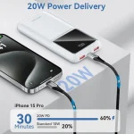 Vention Power Bank 10000mAh 22.5W με 2 Θύρες USB-A και Θύρα USB-C Λευκό FHKW0 - Image 2