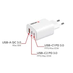 Verbatim Φορτιστής Χωρίς Καλώδιο GaN με Θύρα USB-A και 2 Θύρες USB-C 65W Power Delivery / Quick Charge 3.0 Λευκός (Essentials) 32353 - Image 6