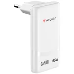 Verbatim Φορτιστής Χωρίς Καλώδιο GaN με 2 Θύρες USB-C 65W Λευκός (Fold 'n' Go) 32355 - Image 4