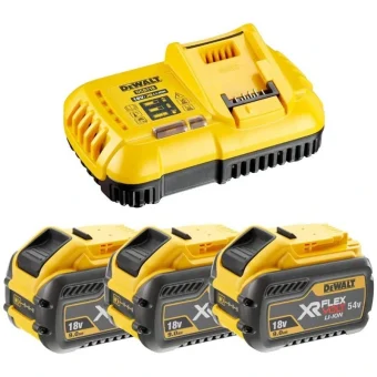 Dewalt Σετ 3 Μπαταριών Εργαλείου Λιθίου 18V Χωρητικότητας 9Ah με Φορτιστή DCB118X3-QW