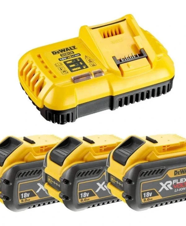 Dewalt Σετ 3 Μπαταριών Εργαλείου Λιθίου 18V Χωρητικότητας 9Ah με Φορτιστή DCB118X3-QW