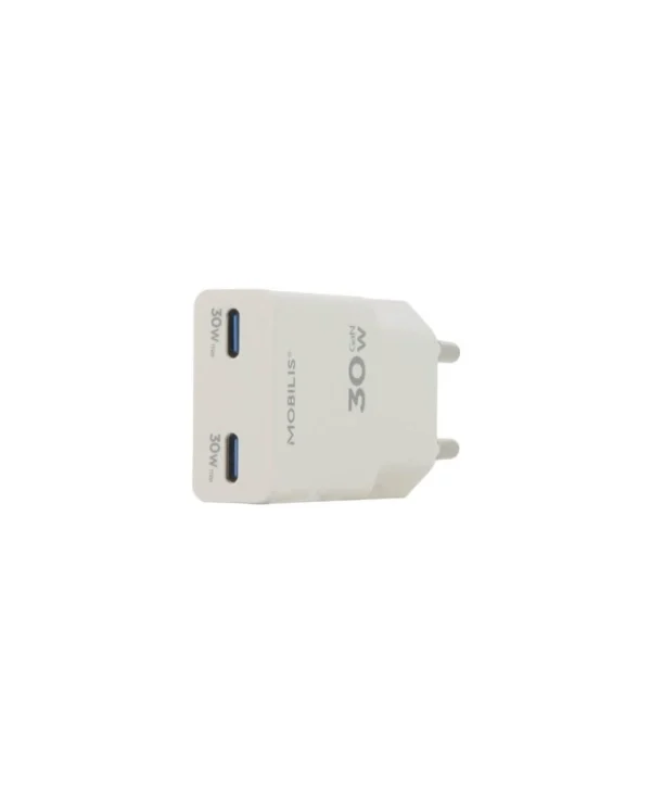 Mobilis Φορτιστής Χωρίς Καλώδιο με 2 Θύρες USB-C 30W Power Delivery Λευκός (Energia) 020026