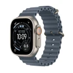 Apple Watch Ultra 3 Titanium 49mm Αδιάβροχο με eSIM και Παλμογράφο (Natural Titanium Case with Anchor Blue Ocean Band) MEWH4QF/A