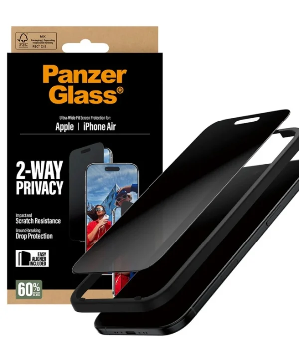 PanzerGlass 2-Way Ultra-Wide Fit EasyAligner Privacy Tempered Glass Μαύρο (iPhone Air) PG74944