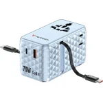 Verbatim Φορτιστής GaN με Θύρα USB-A και Θύρα USB-C και Καλώδιο USB-C 70W Power Delivery / Quick Charge 4+ Μπλε (Charge 'n' Travel) 30187