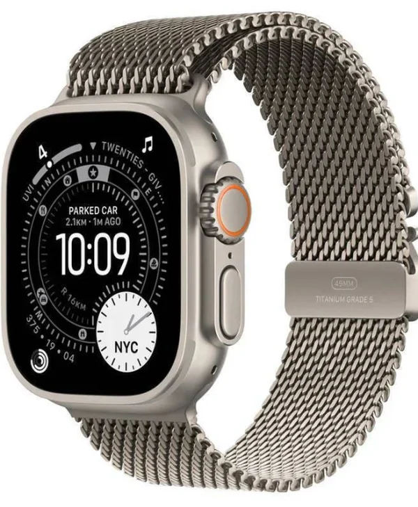 Apple Watch Ultra 3 Titanium 49mm Αδιάβροχο με eSIM και Παλμογράφο (Natural Titanium Case with Natural Titanium Milanese Loop - Medium) MEWY4QF/A