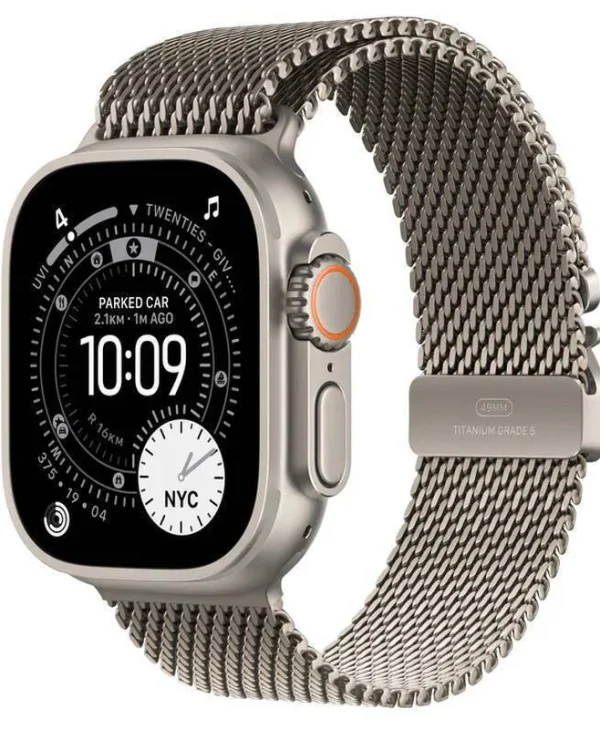 Apple Watch Ultra 3 Titanium 49mm Αδιάβροχο με eSIM και Παλμογράφο (Natural Titanium Case with Natural Titanium Milanese Loop - Small) MEWW4QF/A