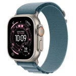 Apple Watch Ultra 3 Titanium 49mm Αδιάβροχο με eSIM και Παλμογράφο (Natural Titanium Case with Light Blue Alpine Loop - Small) MEWK4QF/A