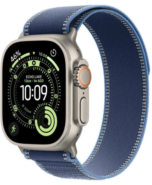 Apple Watch Ultra 3 Titanium 49mm Αδιάβροχο με eSIM και Παλμογράφο (Natural Titanium Case with Blue/Bright Blue Trail Loop - M/L) MEWU4QF/A