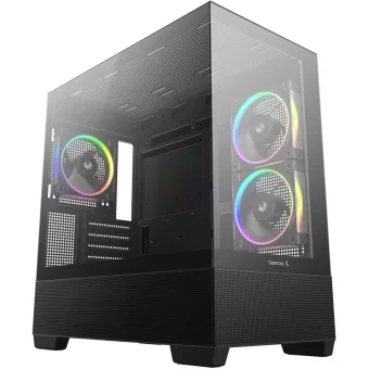 Deepcool CG380 3F Midi Tower Κουτί Υπολογιστή με Πλαϊνό Παράθυρο και ARGB Φωτισμό Μαύρο R-CG380-BKAGM3-G