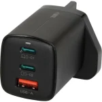 iBox Φορτιστής Χωρίς Καλώδιο GaN με Θύρα USB-A και 2 Θύρες USB-C 65W Μαύρος (C-65 UK) ILUC65BUK