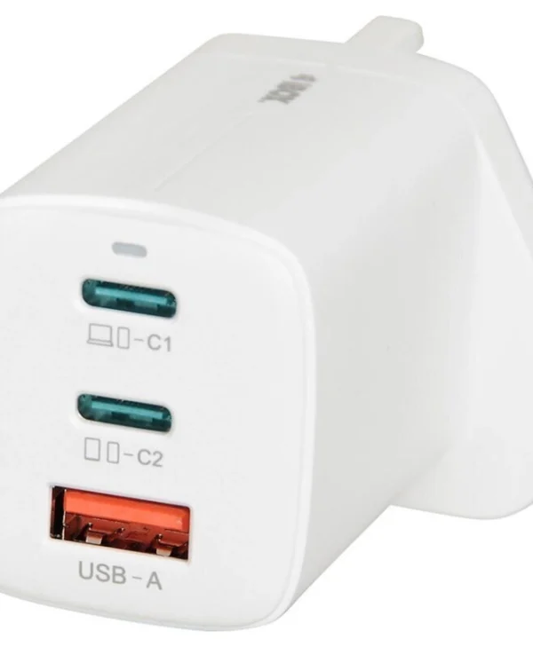 iBox Φορτιστής Χωρίς Καλώδιο GaN με Θύρα USB-A και 2 Θύρες USB-C 65W Λευκός (C-65 UK) ILUC65WUK