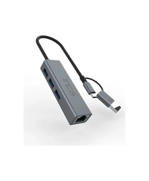 Inca USB-A / USB-C Docking Station με Ethernet Γκρι (IUTP-03TX)