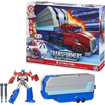 Φιγούρα Δράσης Truck to Playset: Earthspark Transformers Optimus Prime Battle Trailer 8εκ. G0750