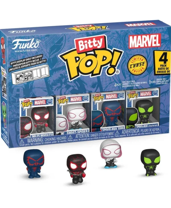 Funko Bitty Pop! Marvel: Spider-Man - Spider-Man - Miles Morales, Ghost-Spider, Spider-Man 2099, Spider-Man Stealth Suit Chase 4τμχ 85702