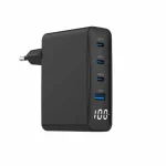 Gembird Φορτιστής Χωρίς Καλώδιο GaN με Θύρα USB-A και 3 Θύρες USB-C 100W Power Delivery Μαύρος (TA-UC-PDQC100LCD-01-BK)