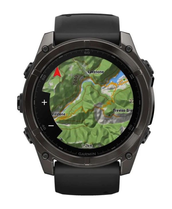 Garmin Fenix 8 Stainless Steel 51mm Αδιάβροχο Smartwatch με Παλμογράφο (Sapphire, Carbon Grey Dlc With Black/Pebble Grey Silicone Band) 010-02905-21
