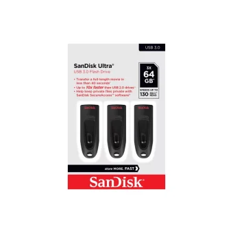 Sandisk Ultra 3Pack 64GB USB 3.0 Stick Μαύρο SDCZ48-064G-G46T