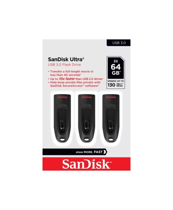 Sandisk Ultra 3Pack 64GB USB 3.0 Stick Μαύρο SDCZ48-064G-G46T