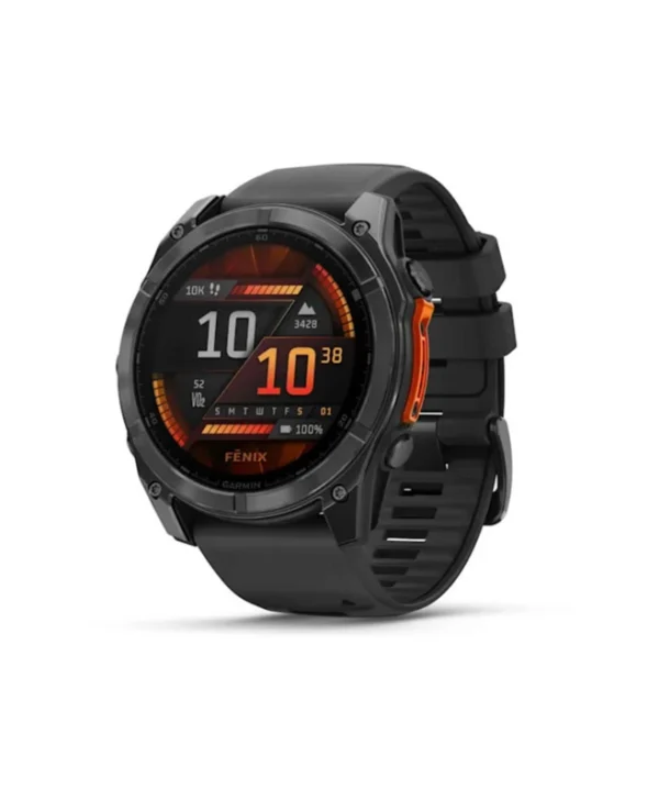 Garmin Fenix 8 Stainless Steel 51mm Αδιάβροχο Smartwatch με Παλμογράφο (Slate Grey With Black Silicone Band) 010-02905-00