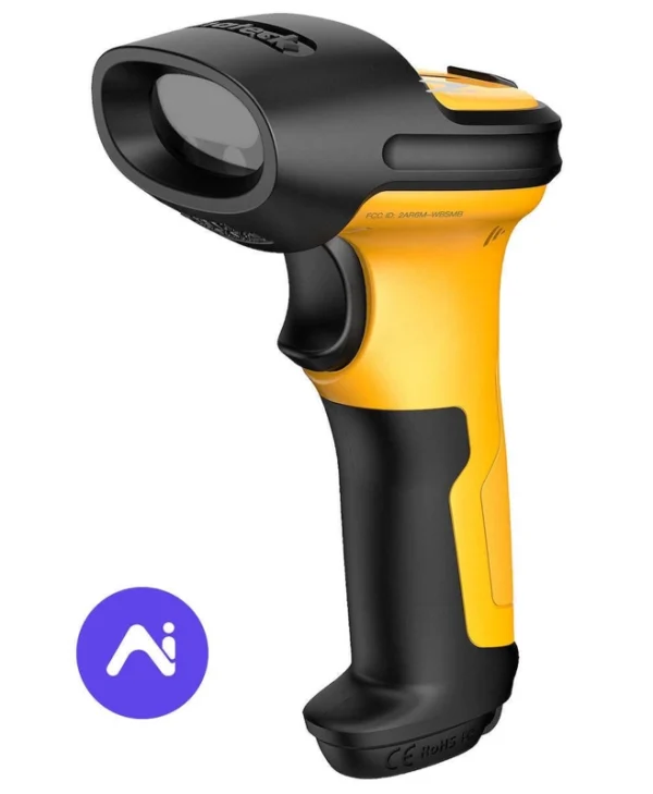 Inateck Scanner 2.4GHz Wireless 1D Barcode Scanner with 60m Range, Yellow P6-AI_yellow