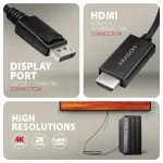 Axagon Cable DisplayPort male - HDMI male 1.8m Μαύρο RVD-HI20C2 - Image 2