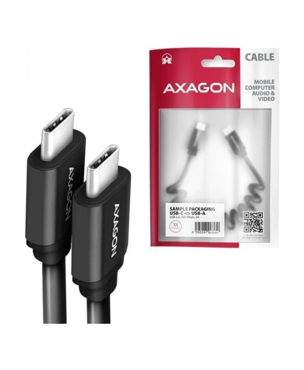 Axagon USB 2.0 Cable USB-C male - USB-C 60W Μαύρο 1.1m AKAXNTUCMCM20TB BUCM-CM20TB